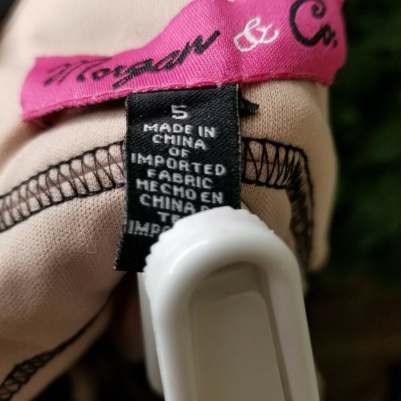 Morgan & Co Floral Black Lace Nude Bodycon Sleeveless Knee Length Dress Size 5 - Picture 7 of 7